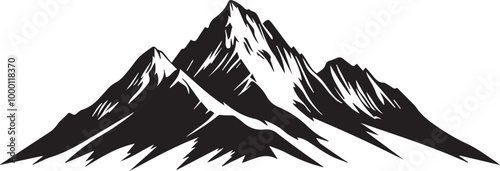 Black silhouette mountains outline vector illustration, 