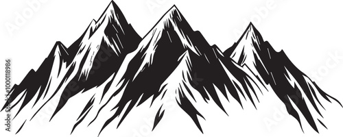 Black silhouette mountains outline vector illustration, 