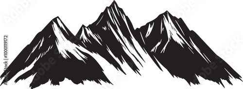 Black silhouette mountains outline vector illustration, 