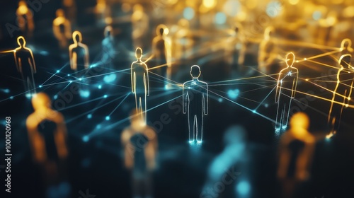 professional social network concept connected human figures representing business relationships and networking