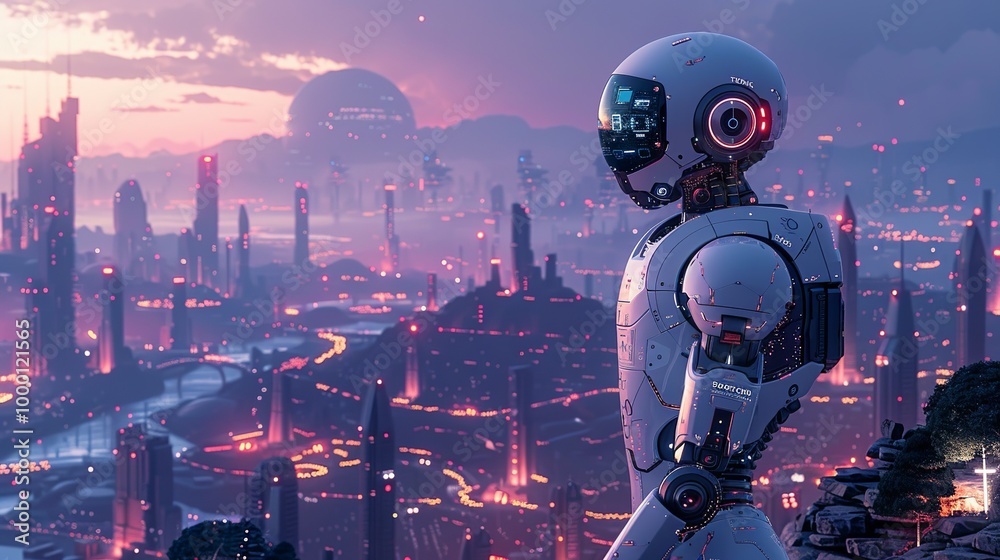Futuristic photo-style illustration of robotics and artificial intelligence with elements of machine learning and augmented reality in a sophisticated tech landscape high resolution Illustration, in Futuristic photo-style illustration of robotics and artificial intelligence with elements of machine learning and augmented reality in a sophisticated tech landscape high resolution Illustration, in