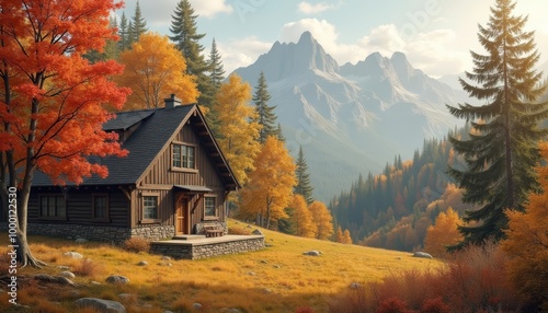  Cozy mountain cabin in autumn splendor