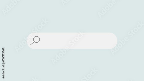 Animated search bar appearing on the screen. Searching something in the world wide web. Search bar in a search engine. Light green and green screen background.