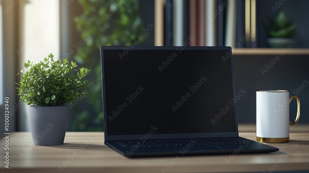 The Laptop on Cozy Desk The Laptop on Cozy Desk