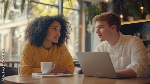 The Young Couple in Cafe