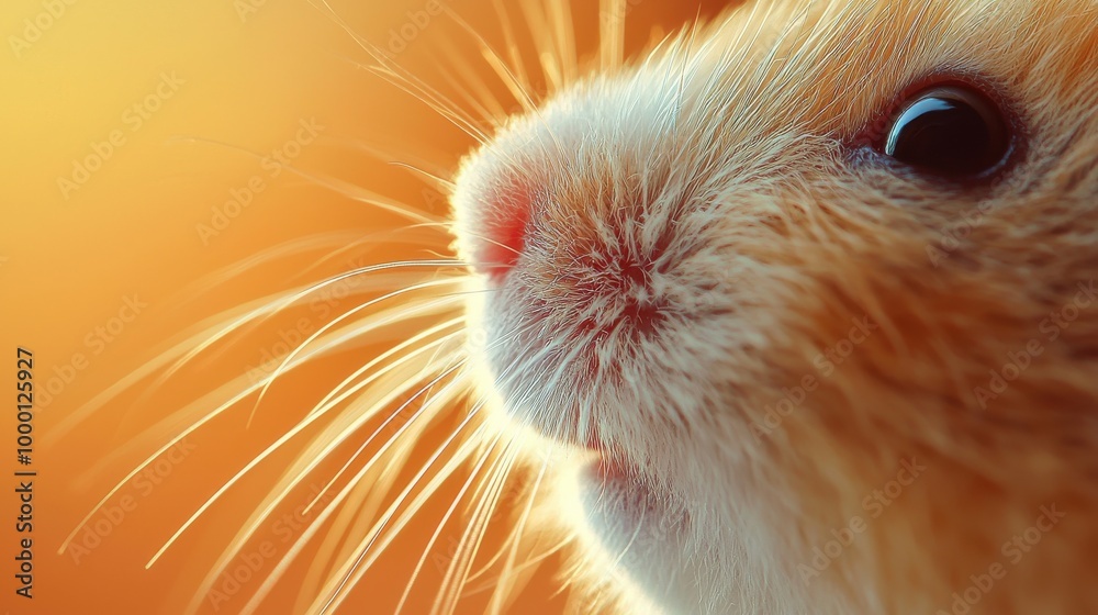 Close-Up of a Golden Hamster's Face in Soft Light Close-Up of a Golden Hamster's Face in Soft Light