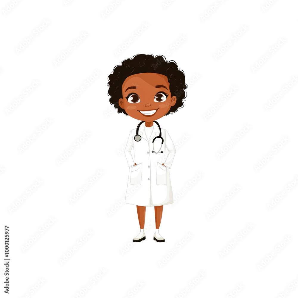 Smiling Black Female Doctor Cartoon Character Smiling Black Female Doctor Cartoon Character