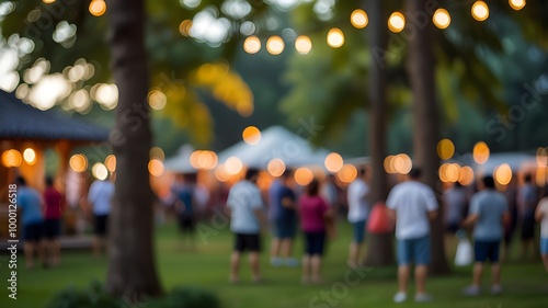 Abstract blur image of day festival in garden with bokeh for background usage 