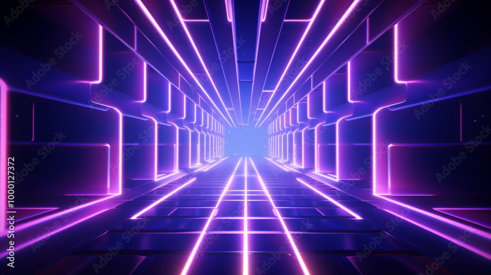 3D abstract background with neon lights. neon tunnel .space construction 3D abstract background with neon lights. neon tunnel .space construction