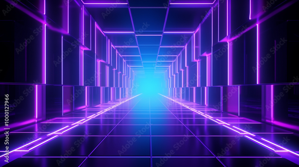 3D abstract background with neon lights. neon tunnel .space construction . .3d illustration 3D abstract background with neon lights. neon tunnel .space construction . .3d illustration