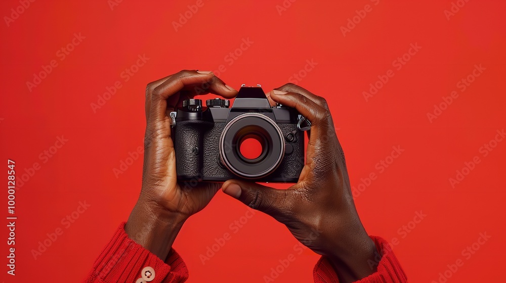 World Photography Day hands holding a camera isolated World Photography Day hands holding a camera isolated