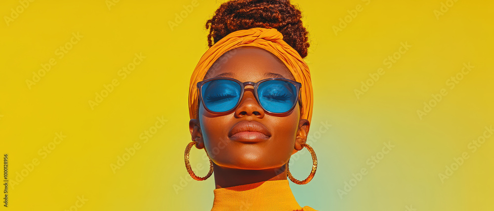 Young Black Woman with Sunglasses and Headwrap Young Black Woman with Sunglasses and Headwrap