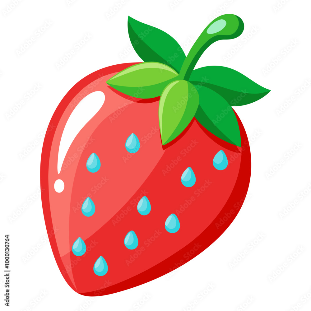Obraz premium strawberry with leaves - vector illustration of strawberry isolated on white, strawberry vector art