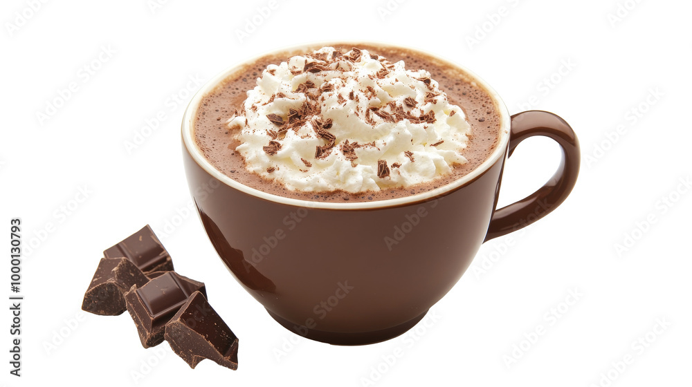 A cup of hot chocolate with whipped cream on top, solated on transparent background, PNG file background A cup of hot chocolate with whipped cream on top, solated on transparent background, PNG file background
