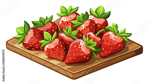 strawberries on a cutting board - vector illustration of strawberry isolated on white, strawberry vector art