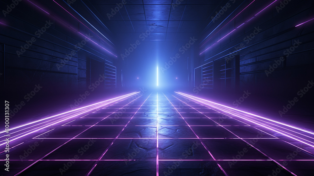 Laser Neon Futursitic Background Sci Fi Purple Blue Glowing Fluorescent Luminous Asphalt Tiled Grunge Concrete Floor Virtual Reality Empty Dark Tunnel Hall Garage 3D Rendering Laser Neon Futursitic Background Sci Fi Purple Blue Glowing Fluorescent Luminous Asphalt Tiled Grunge Concrete Floor Virtual Reality Empty Dark Tunnel Hall Garage 3D Rendering