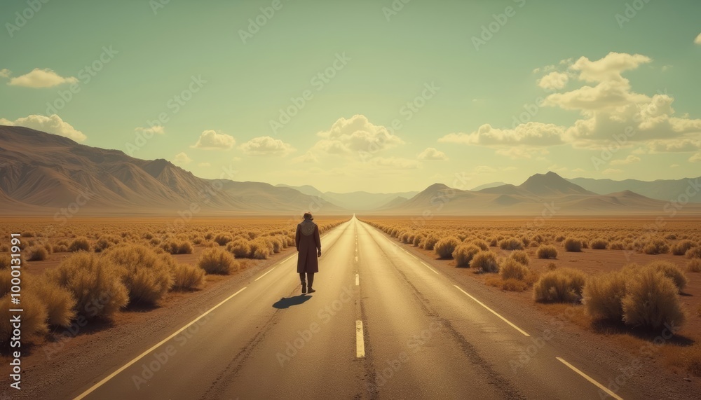 Fototapeta premium Exploring the vast expanse of the desert highway