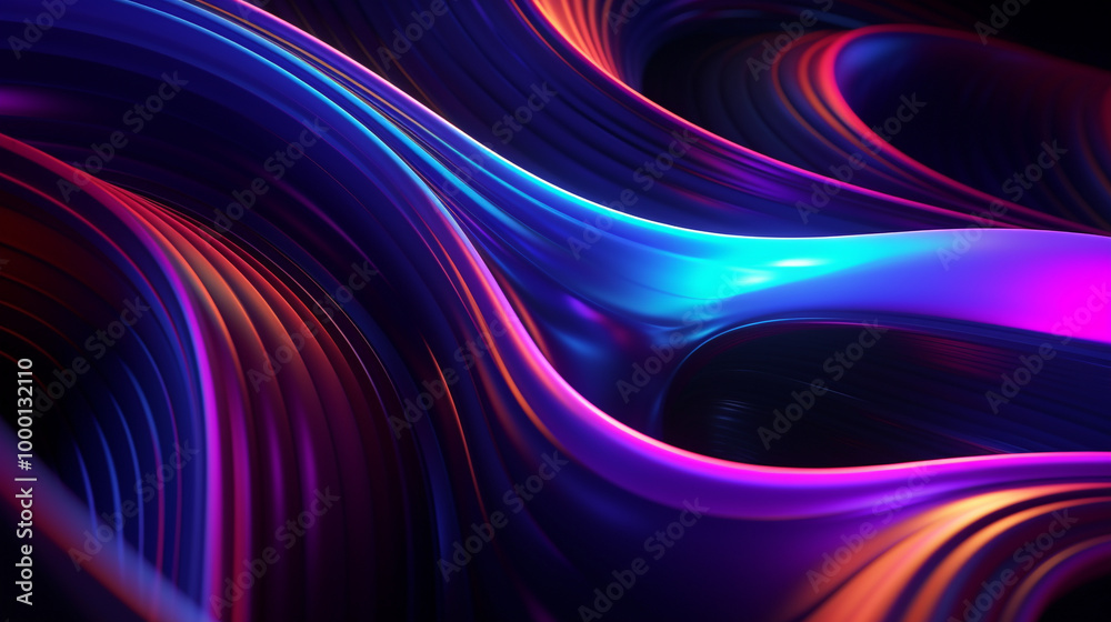 Naklejka premium Neon abstract patterns pulsating in sync with music.