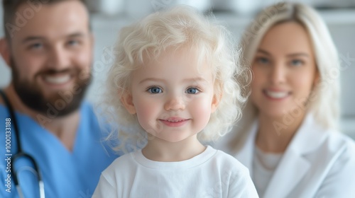 Child receives gentle care and reassurance from a doctor while getting a bandage on a minor arm injury