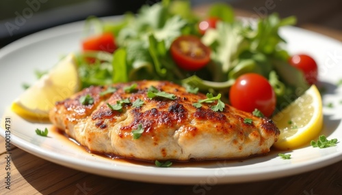  Delicious grilled chicken with a fresh salad ready to be enjoyed