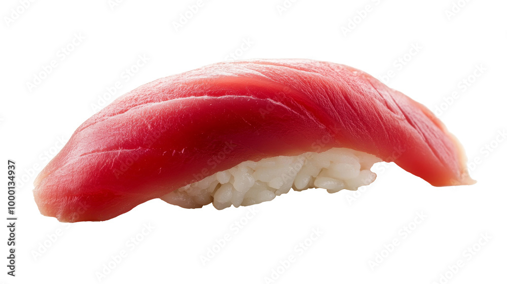 A piece of sushi nigiri with fresh tuna, solated on transparent background, PNG file background