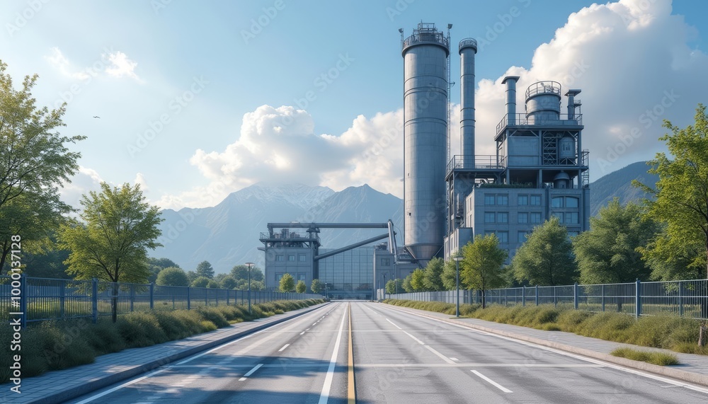 Industrial landscape under a clear sky Industrial landscape under a clear sky
