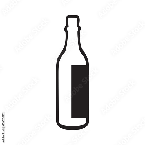 Black white bottle silhouette illustration