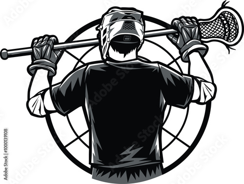 lacrosse player vector illustration.