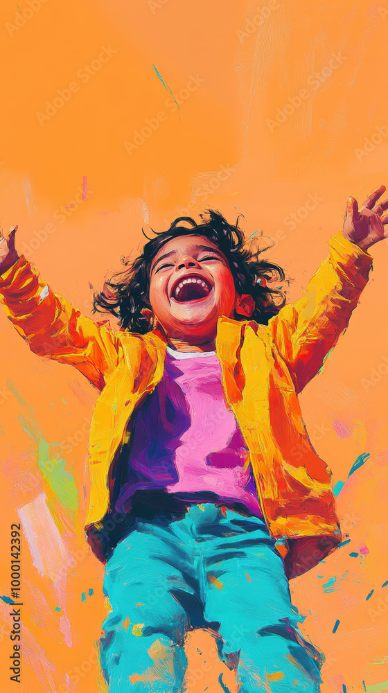 Joyful Child in Vibrant Digital Illustration Joyful Child in Vibrant Digital Illustration