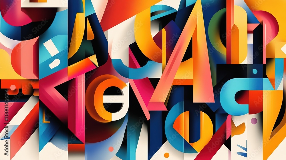 Colorful abstract art featuring dynamic shapes and bold letters created in a modern style with a vibrant palette showcasing creativity and expression Colorful abstract art featuring dynamic shapes and bold letters created in a modern style with a vibrant palette showcasing creativity and expression