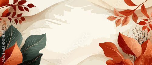 Stylized Autumn Leaves in Modern Fall Color Postcards