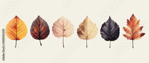 Minimalist Vector Postcards with Hand-Drawn Autumn Leaves