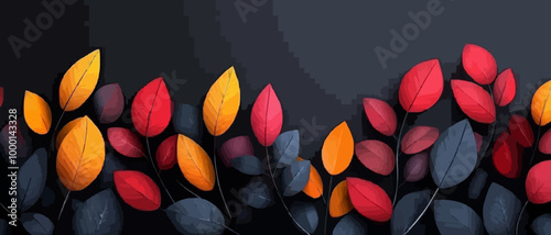 Bold Autumn Leaves Postcard Set with Modern Fall Colors