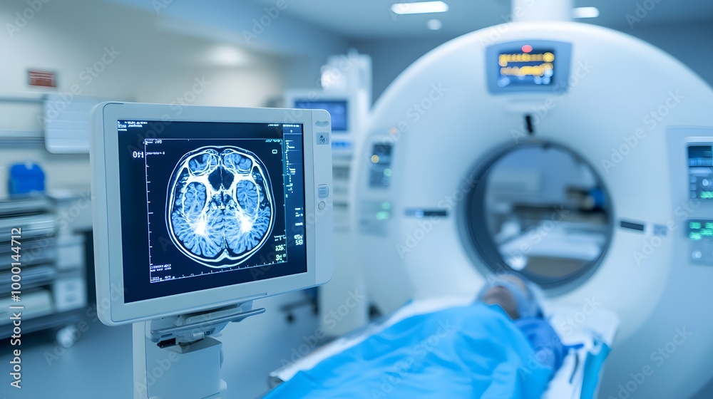 Close-up of a Brain Scan in a Modern Medical Facility Close-up of a Brain Scan in a Modern Medical Facility