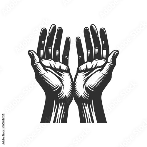 Praying hands design illustration. Religion and holy spirituality belief and hope.