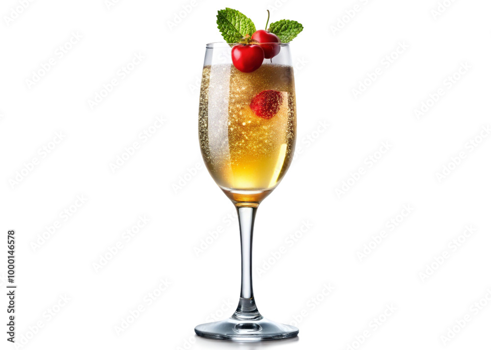 Glass champagne cocktail drink on white Glass champagne cocktail drink on white