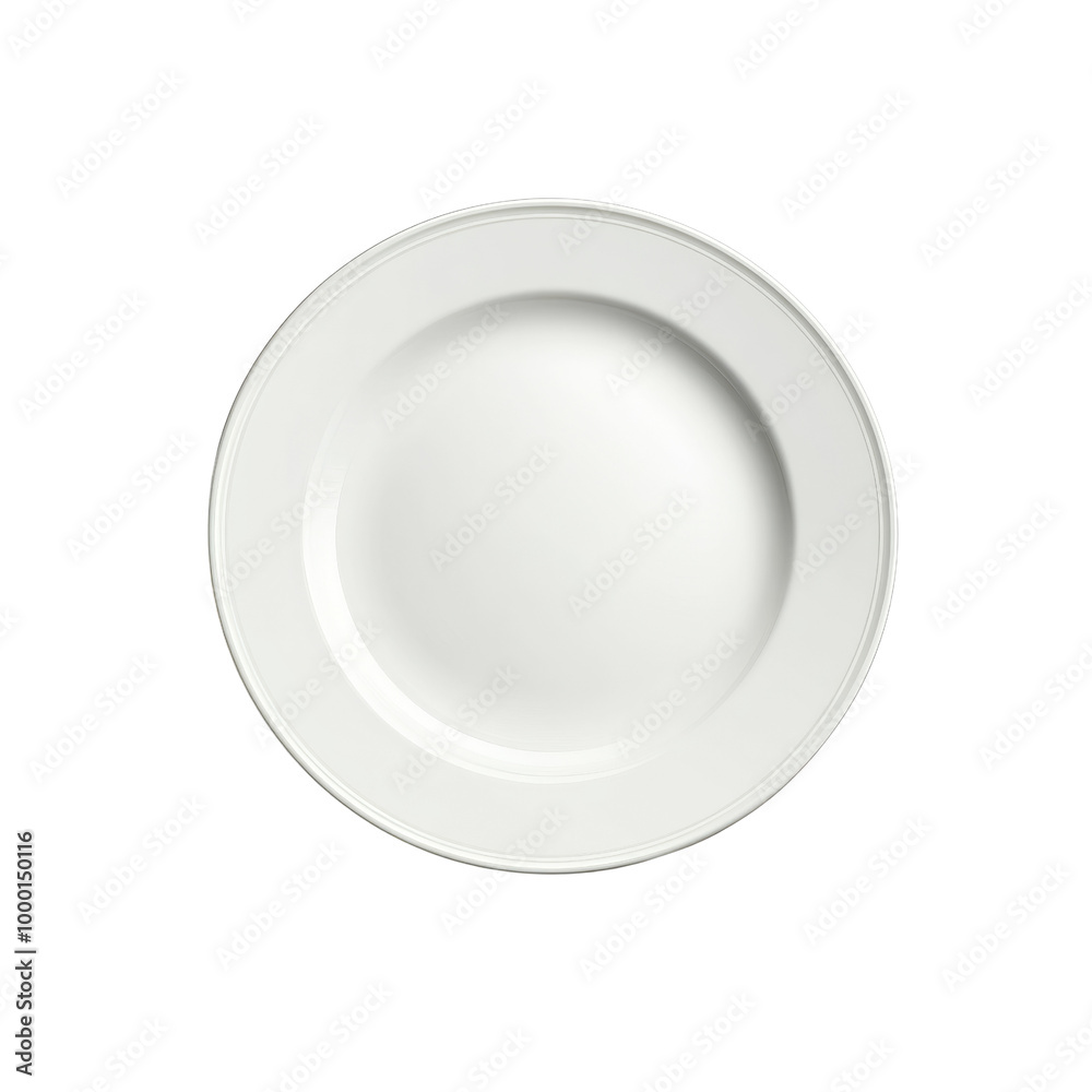 White Dinner Plate with Rim Isolated on White Background White Dinner Plate with Rim Isolated on White Background