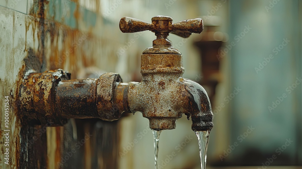 Rusty Water Faucet Dripping Water Rusty Water Faucet Dripping Water