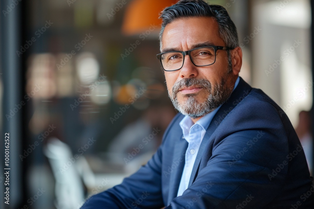 Business mature Hispanic or Latinx businessman office meeting portrait corporate manager. , background blur Business mature Hispanic or Latinx businessman office meeting portrait corporate manager. , background blur