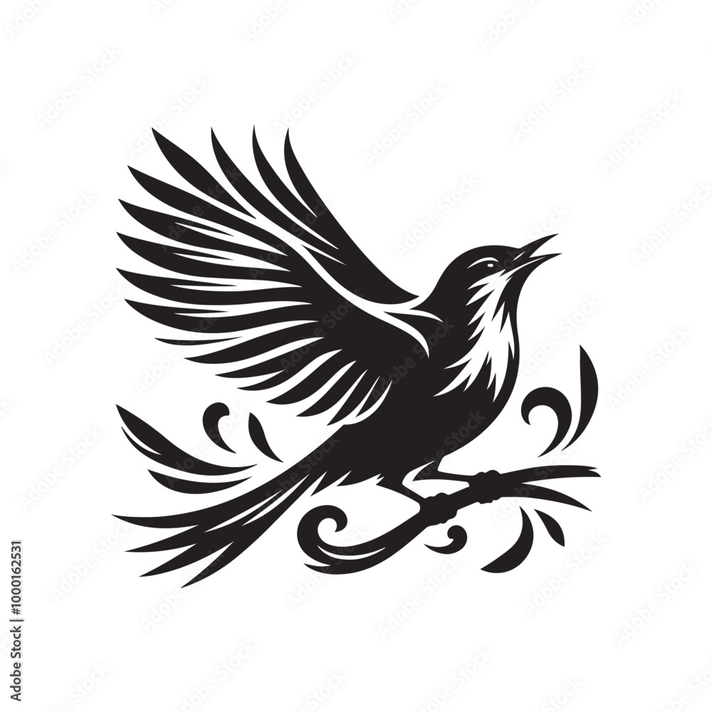 Nightingale Silhouette Vector Illustrations - Perfect for Creative Projects Nightingale Silhouette Vector Illustrations - Perfect for Creative Projects