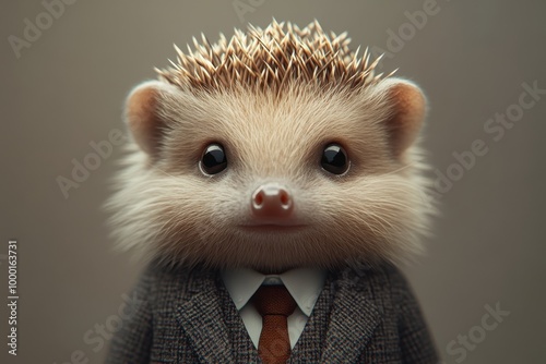 An adorable hedgehog dressed in a suit, showcasing a charming and whimsical character perfect for creative projects.