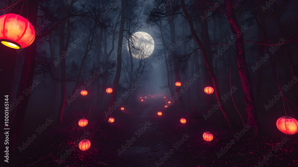Fototapeta premium Creepy Forest Path,generative ai