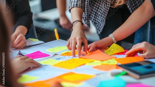 Small team collaborating on ideas during an informal brainstorming session