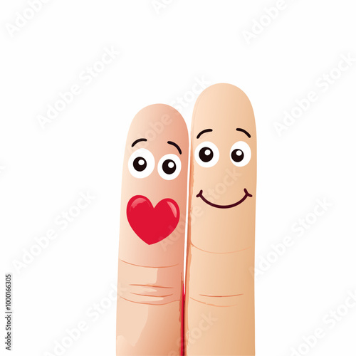 Funny fingers with faces in love vector (3)