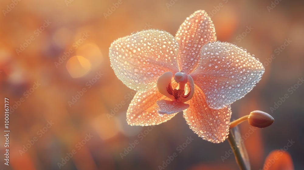 A delicate orchid with dew drops on its petals, captured in soft morning light, highlighting the elegance and freshness of the flower. A delicate orchid with dew drops on its petals, captured in soft morning light, highlighting the elegance and freshness of the flower.