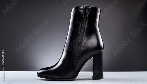 woman black leather stiletto boots