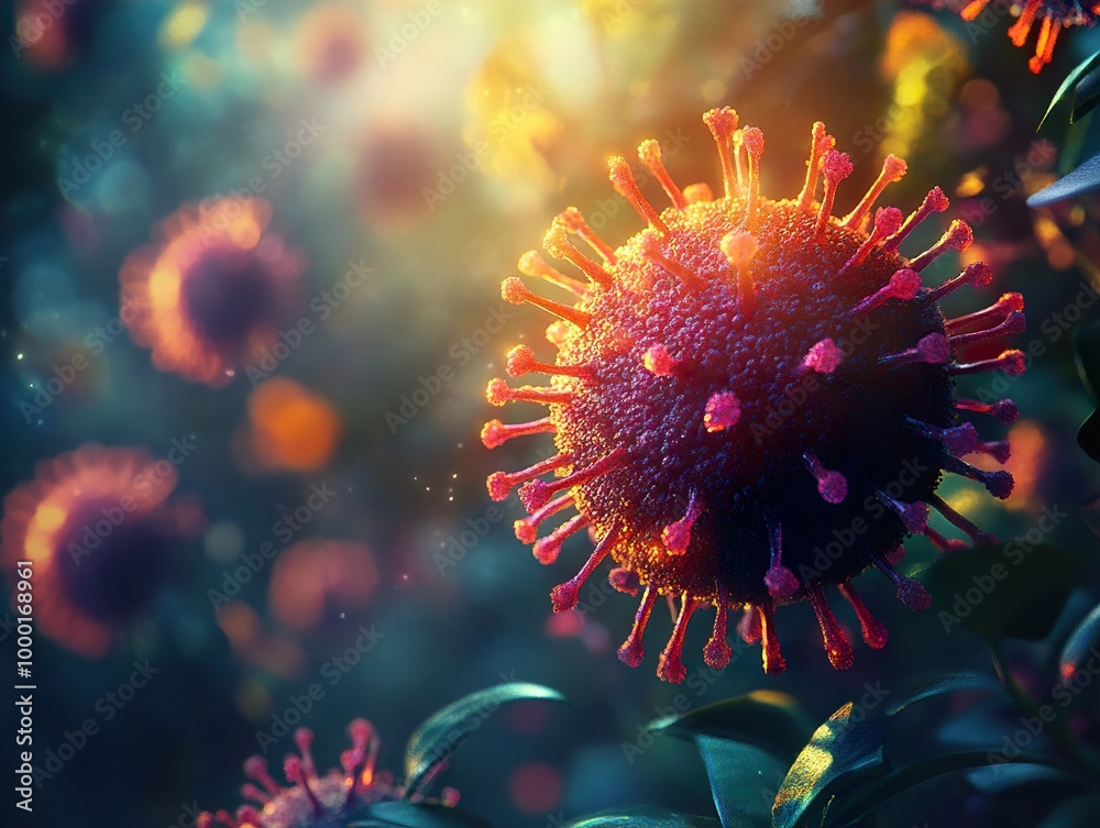 Microscopic View of a Virus: A 3D Rendered Artwork Microscopic View of a Virus: A 3D Rendered Artwork