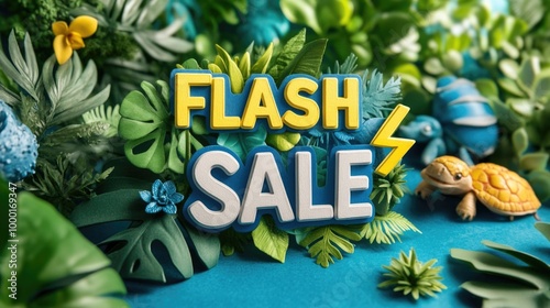 Energetic tropical flash sale design with jungle theme for promotions photo