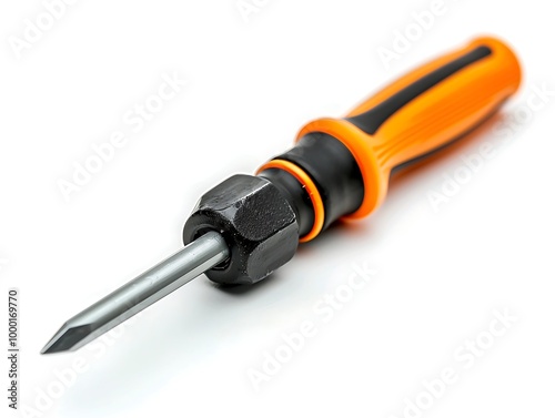 Orange screwdriver isolated on white background.