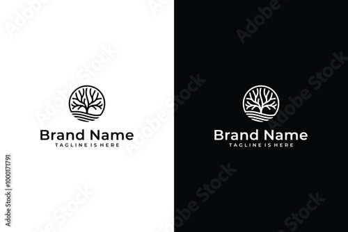 modern abstract tree monogram vector logo